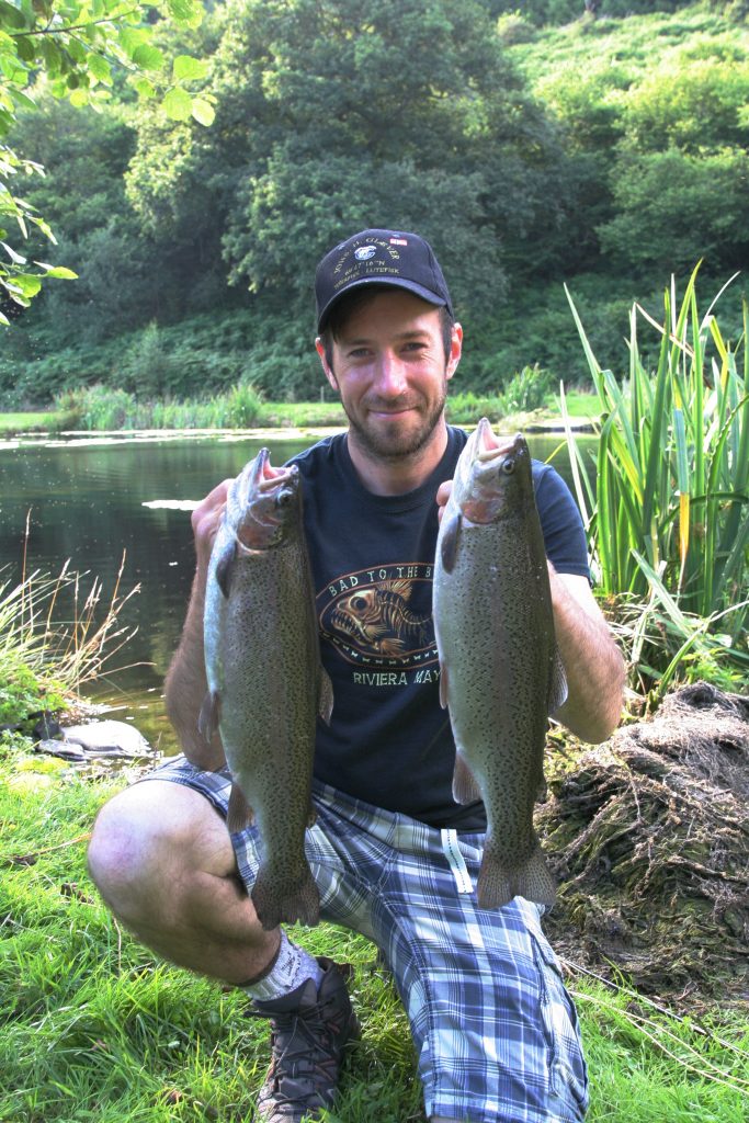 Rob Scoines with his first brace of trout